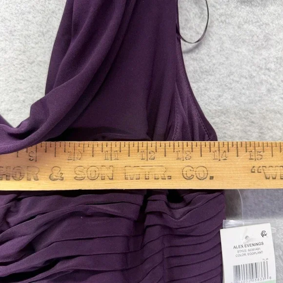 Alex Evenings Dress Womens 8P Purple Beaded Cowl Neck Formal Gown New 82351491 - Picture 3 of 9